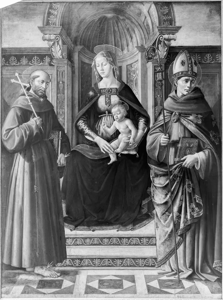Mary and child enthroned with two saints, by Bastiano Mainardi