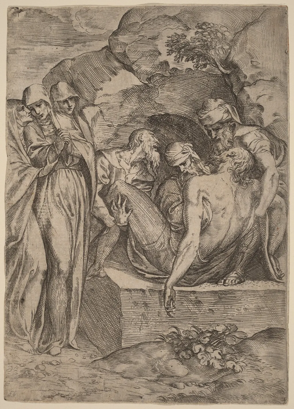 The Entombment, by Battista Angolo del Moro, ink, 1515