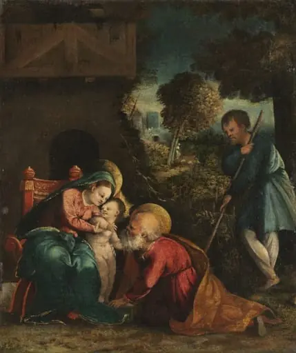 Holy Family with a Shepherd, by Battista Dossi