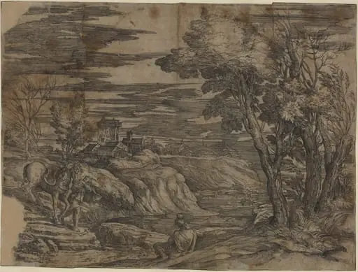 Landscape with a Man Leading a Horse, by Battista Franco