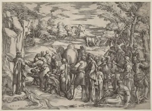 Moses Striking the Rock, by Battista Franco