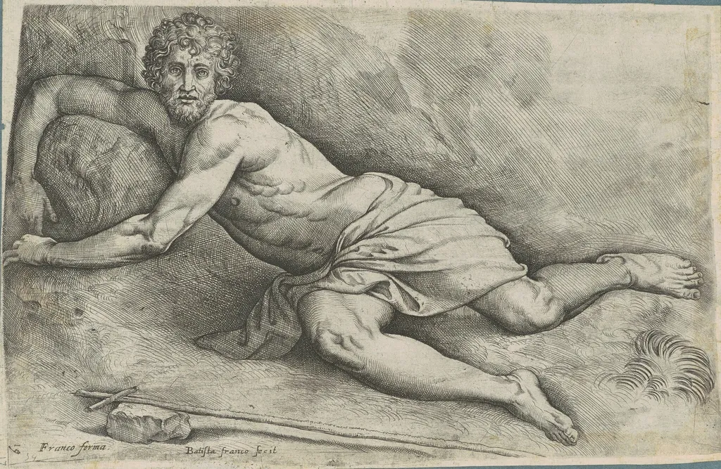 Saint John the Baptist, by Battista Franco, ink, 1554