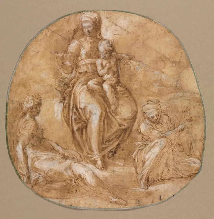 Virgin and Child with St. Catherine of Alexandria and Saint Anne (?), by Battista Franco Veneziano, 1545