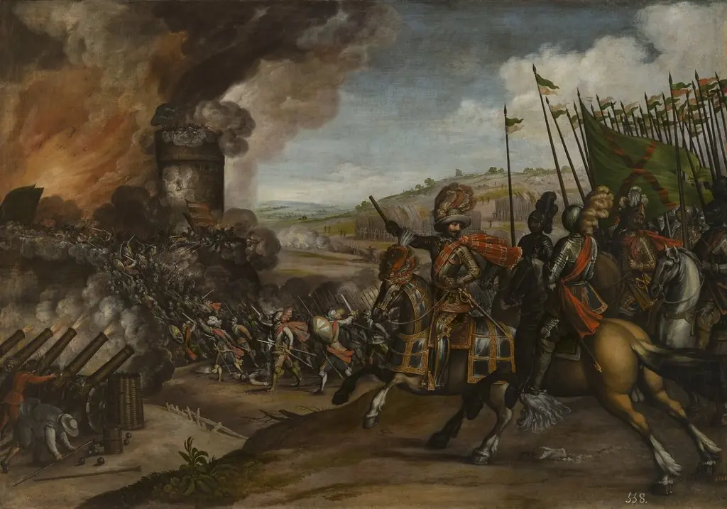 Battle of Gascona and battery in a castle