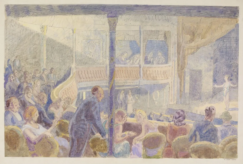 Interior of the Criterion Theatre, by Bayes, watercolor, 1940