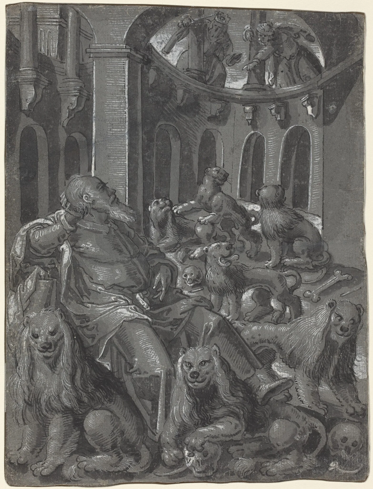 Daniel in the Lions' Den [recto], detail