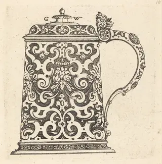 Large jug, the handle formed by a snake, by Georg Wechter I, ink, 1579