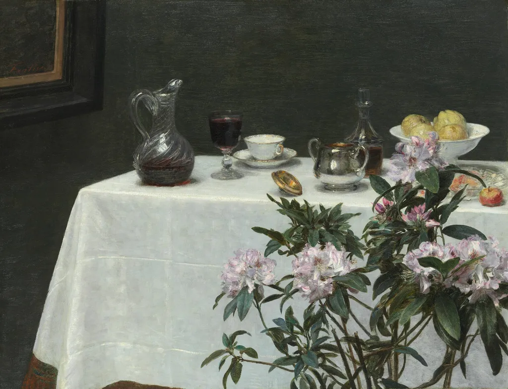 Still Life: Corner of a Table, by Henri Fantin-Latour, oil, 1873