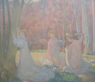 Figures in a Spring Landscape (Sacred Grove), by Maurice Denis, oil, 1899