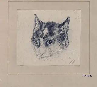 Drawing of a cat, by Edwin Landseer, 1812