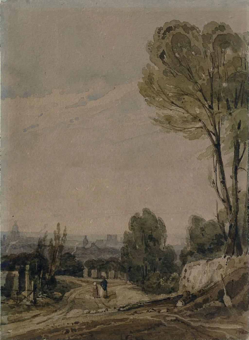 Paris from Pere Lachaise, by Richard Parkes Bonington, watercolor