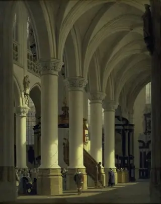 Kirken i St. Sablon i Bruxelles, by Heinrich Hansen, oil, 1853