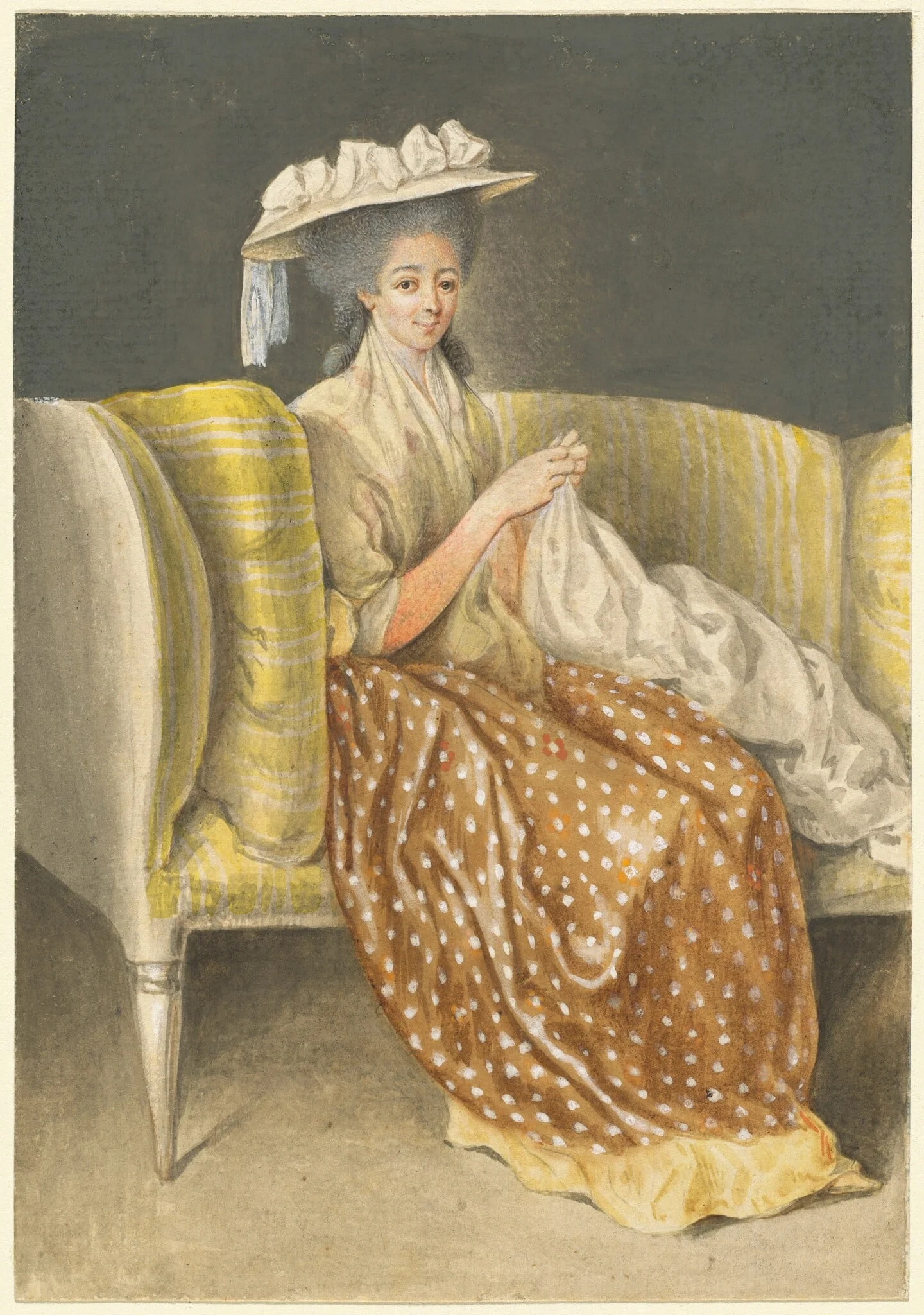 Portrait of a Lady Sewing, detail