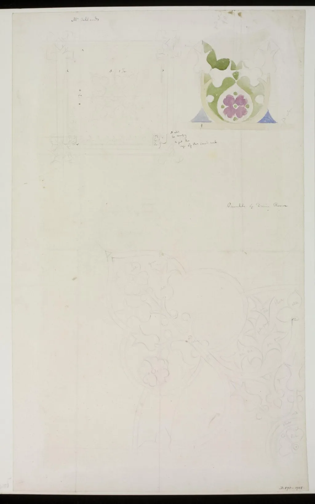 'Panells of Drawing room', by A.W.N. Pugin, 1848