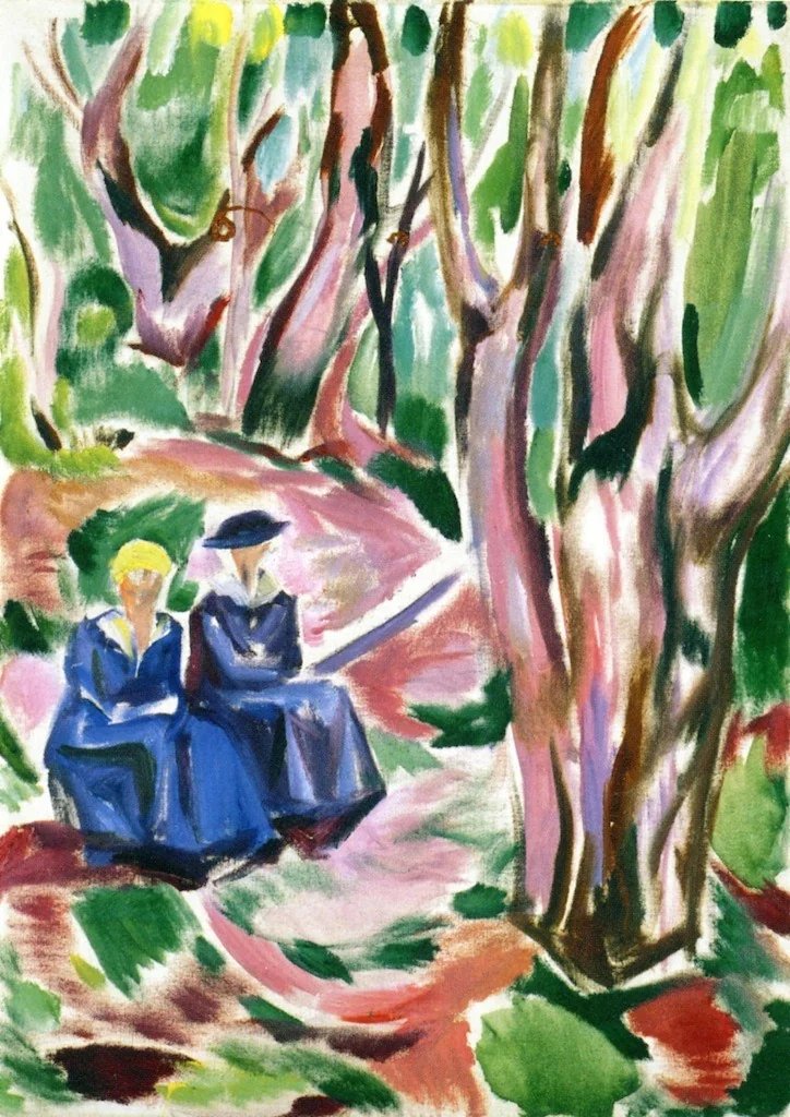Two Women in the Woods at Ekely, detail