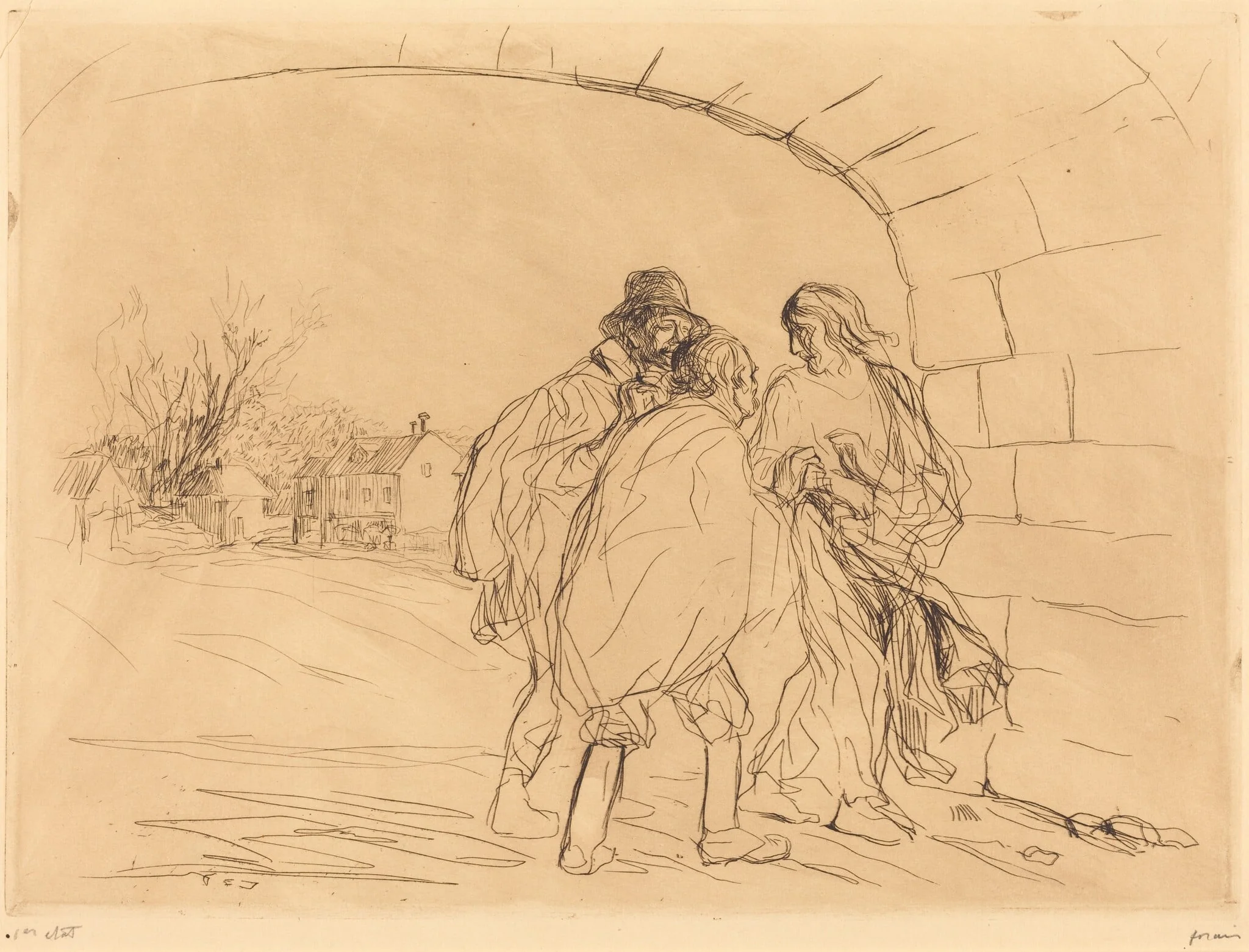 La rencontre sous la voute (1ère planche) (The Meeting under the Arch) (first plate), detail