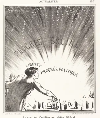 Le vrai feu d'artifice est d'être libéral, by Honoré Daumier, ink, 1869
