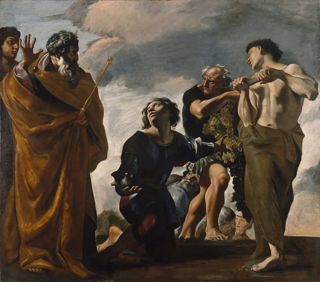Moses and the Messengers from Canaan, by Giovanni Lanfranco, oil, 1621