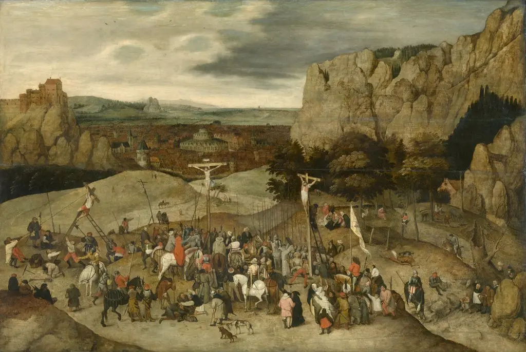 Crucifixion, by Pieter Brueghel the Younger, oil, 1610