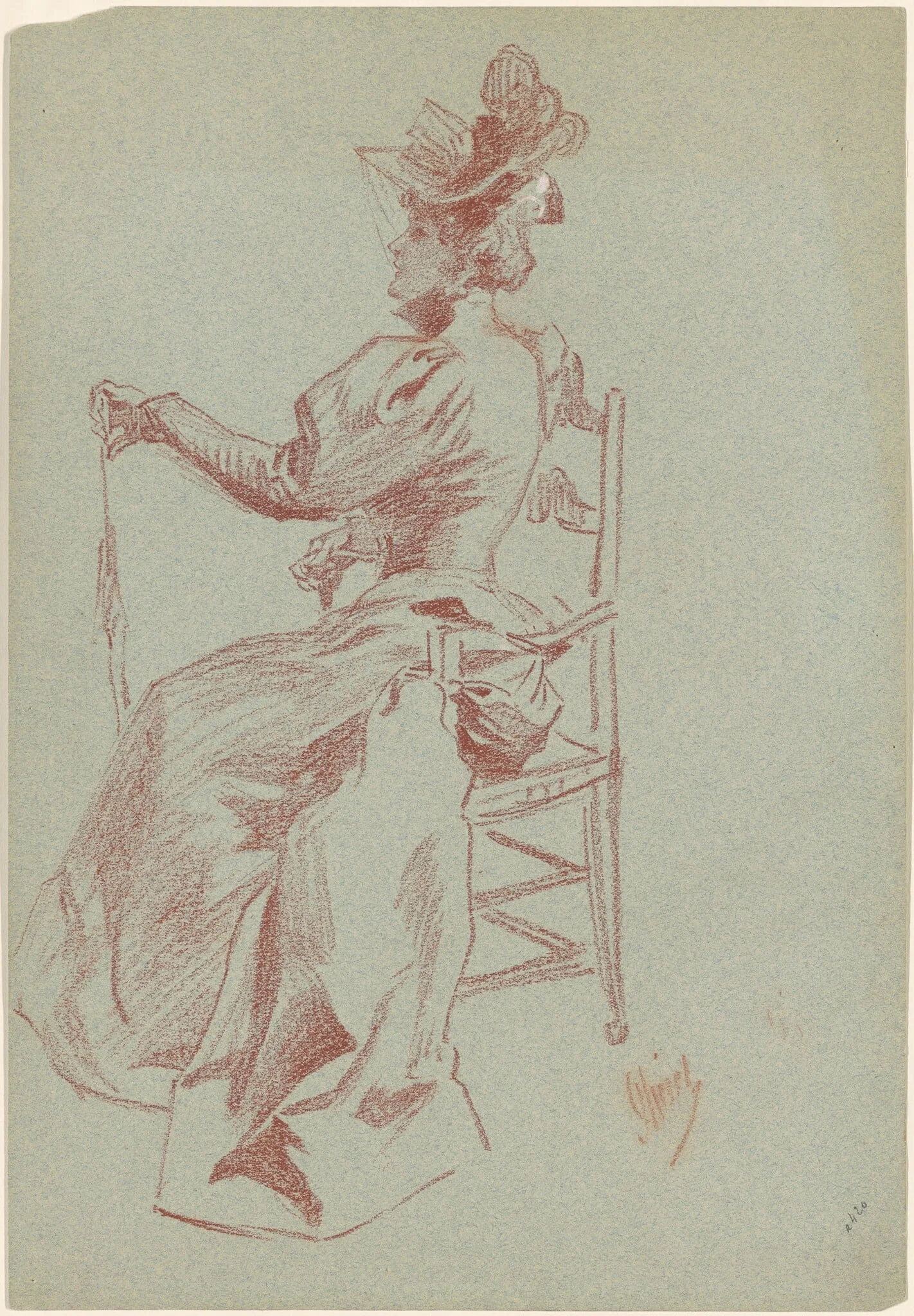 Elegant Lady Seated in a Chair, detail