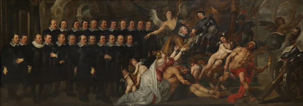 The city of Antwerp begs Emperor Ferdinand to open the Scheldt again, by Huybrecht Sporckmans, oil, 1647