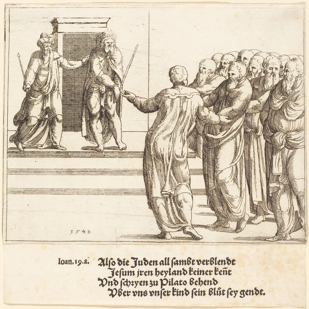 Ecce Homo, and the Jews Deny Christ, by Augustin Hirschvogel, ink, 1548