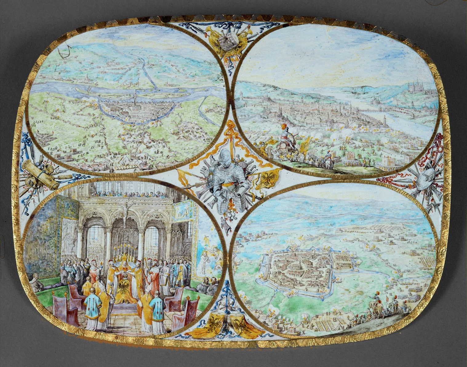 Gold plate depicting the battle of Nördlingen in 1634, detail