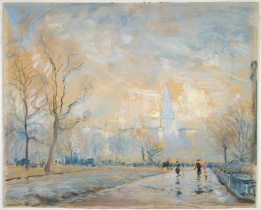 Custom House Tower from the Public Garden, Boston, by Arthur Clifton Goodwin, unspecified, 1914