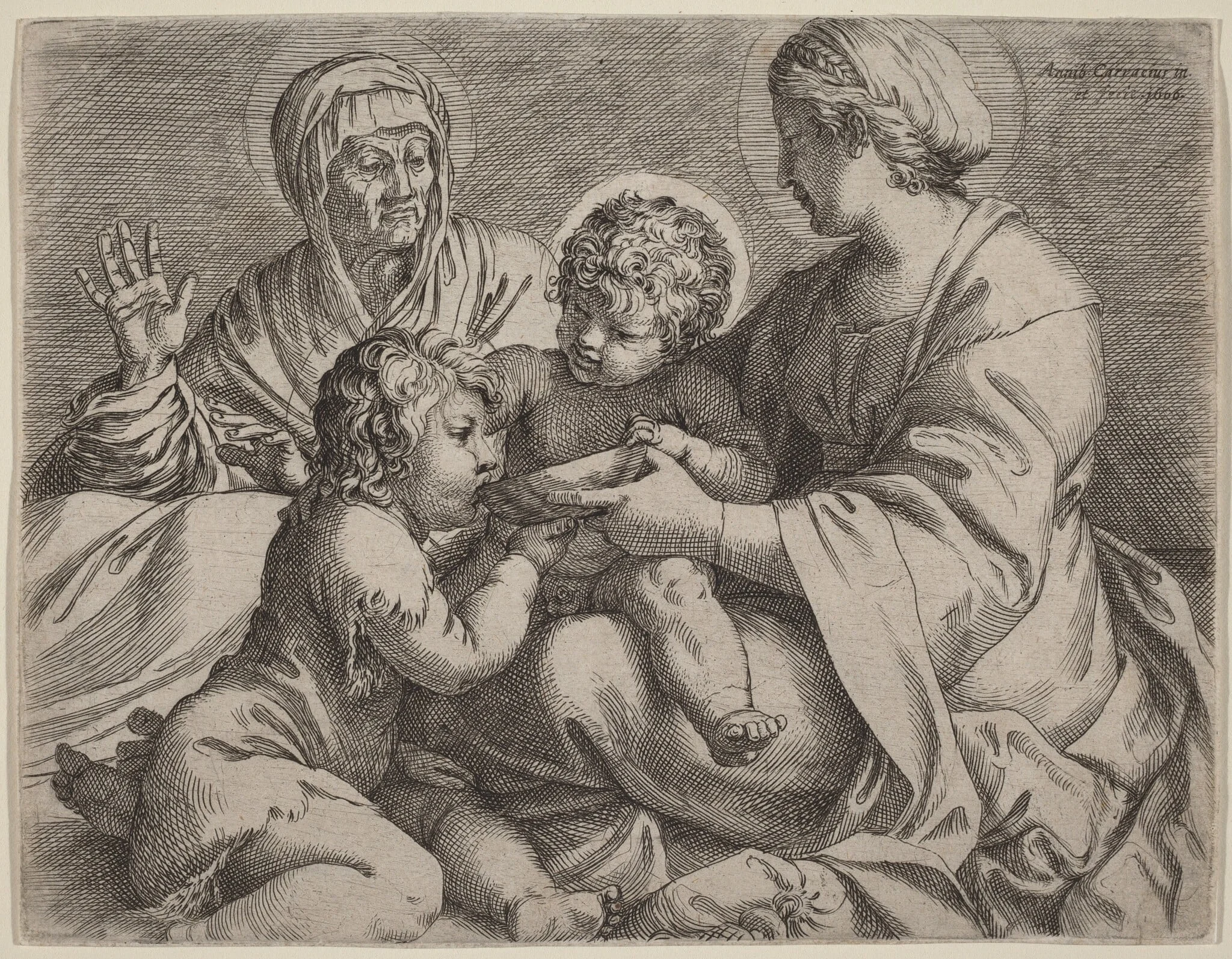 Madonna and Child with Saints Elizabeth and John the Baptist (La Madonna della Scodella), detail