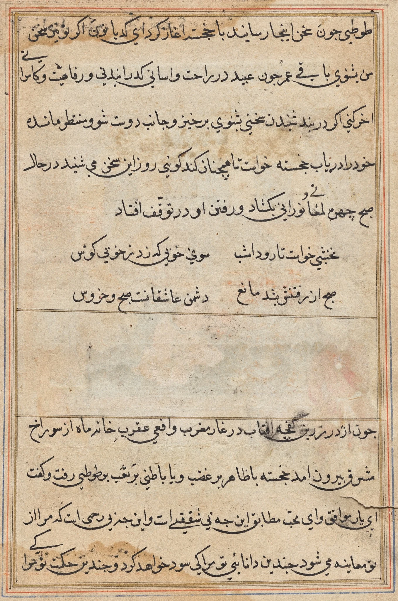 Page from Tales of a Parrot (Tuti-nama): text page, detail