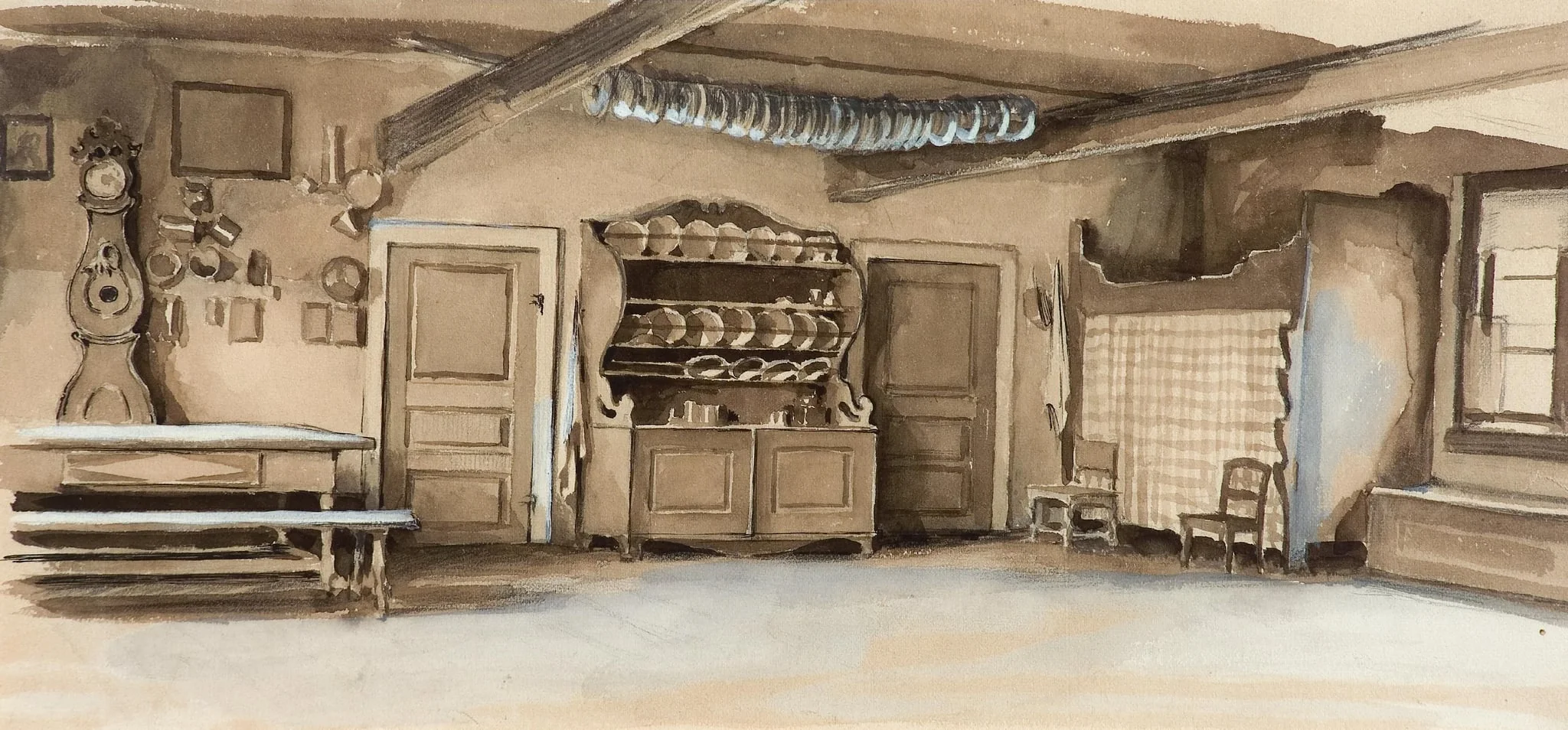 Sisäkuva pohjalaisesta tuvasta, detail