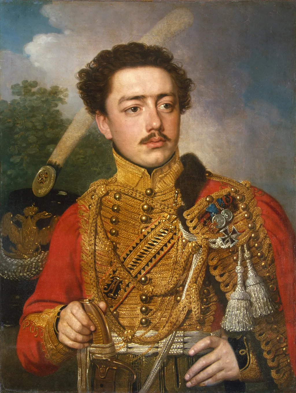 Portrait of Pavel Masyukov, the Cavalry Captain of the Life-Guards Hussar Regiment, by Vladimir Borovikovsky, oil, 1817