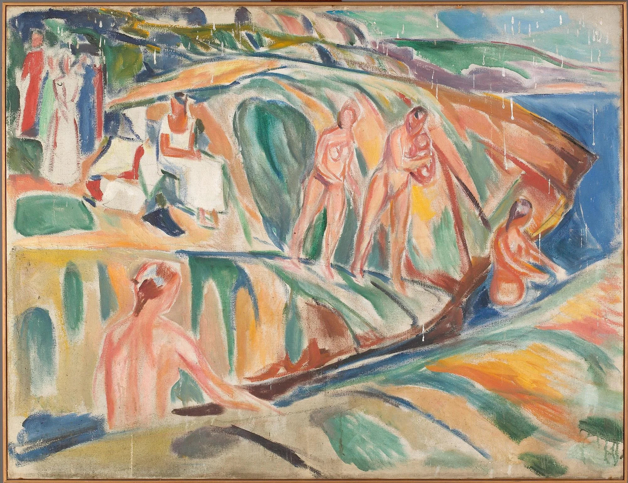 Sunbathing Women on Rocks, detail