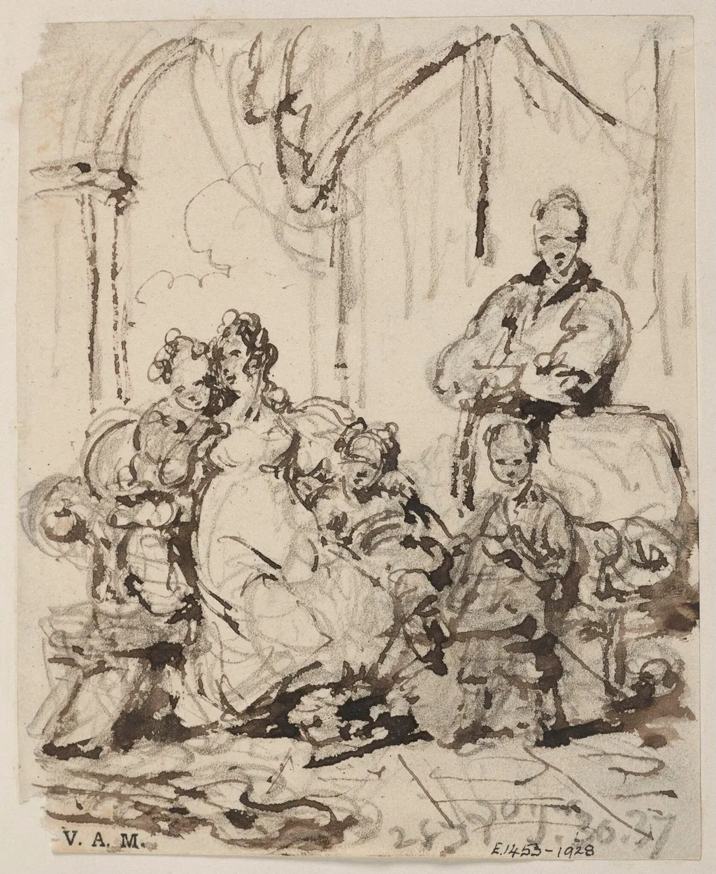 A study for a portrait of Alexander Grant and his family, by George Chinnery, 1837