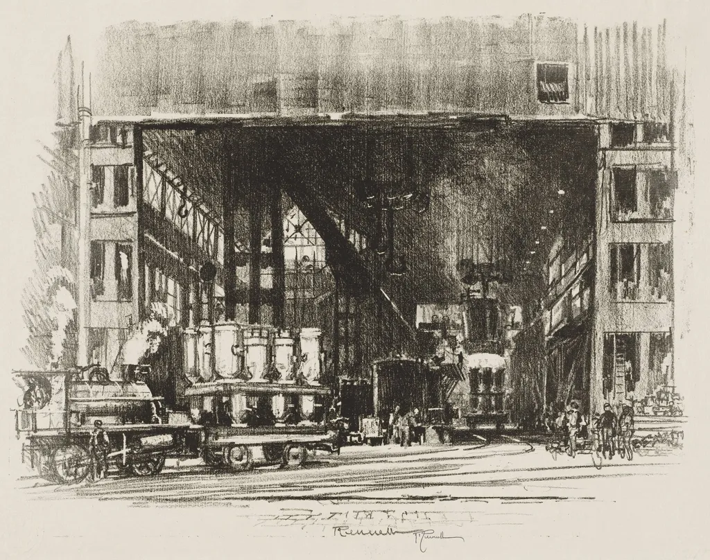 English War Work:  The Urns, Casting Big Shells, by Joseph Pennell, 1916