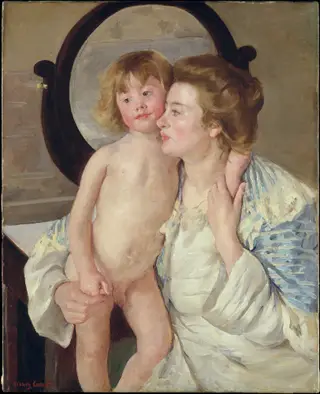 Mother and Child (The Oval Mirror), by Mary Cassatt, oil, 1900