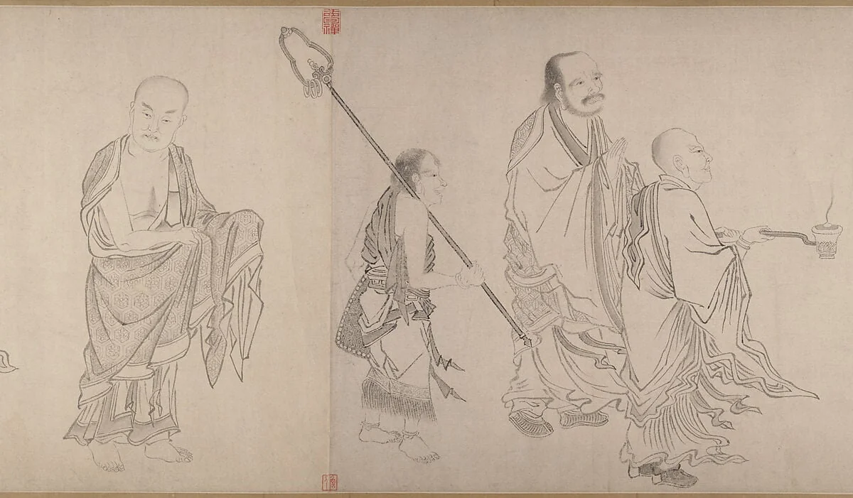 明 傳仇英 十六羅漢圖 卷|The Sixteen Luohans, detail