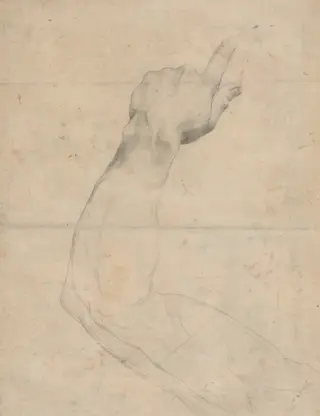 Study of an Arm [verso], by Guillaume Lethière, chalk, 1812