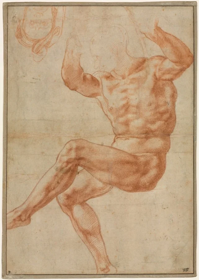 Study for the Nude Youth over the Prophet Daniel (recto), detail