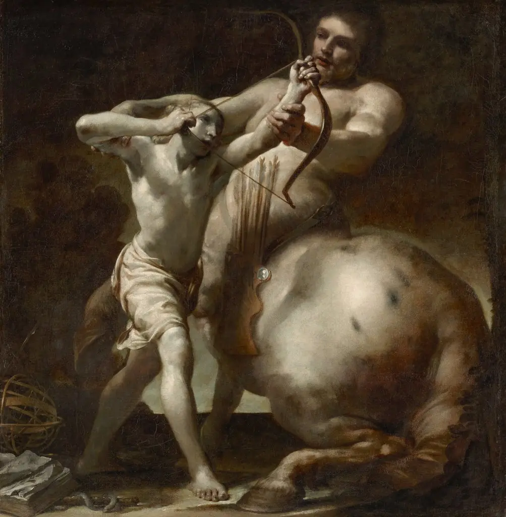 Achilles and Chiron, by Giuseppe Maria Crespi, oil, 1698