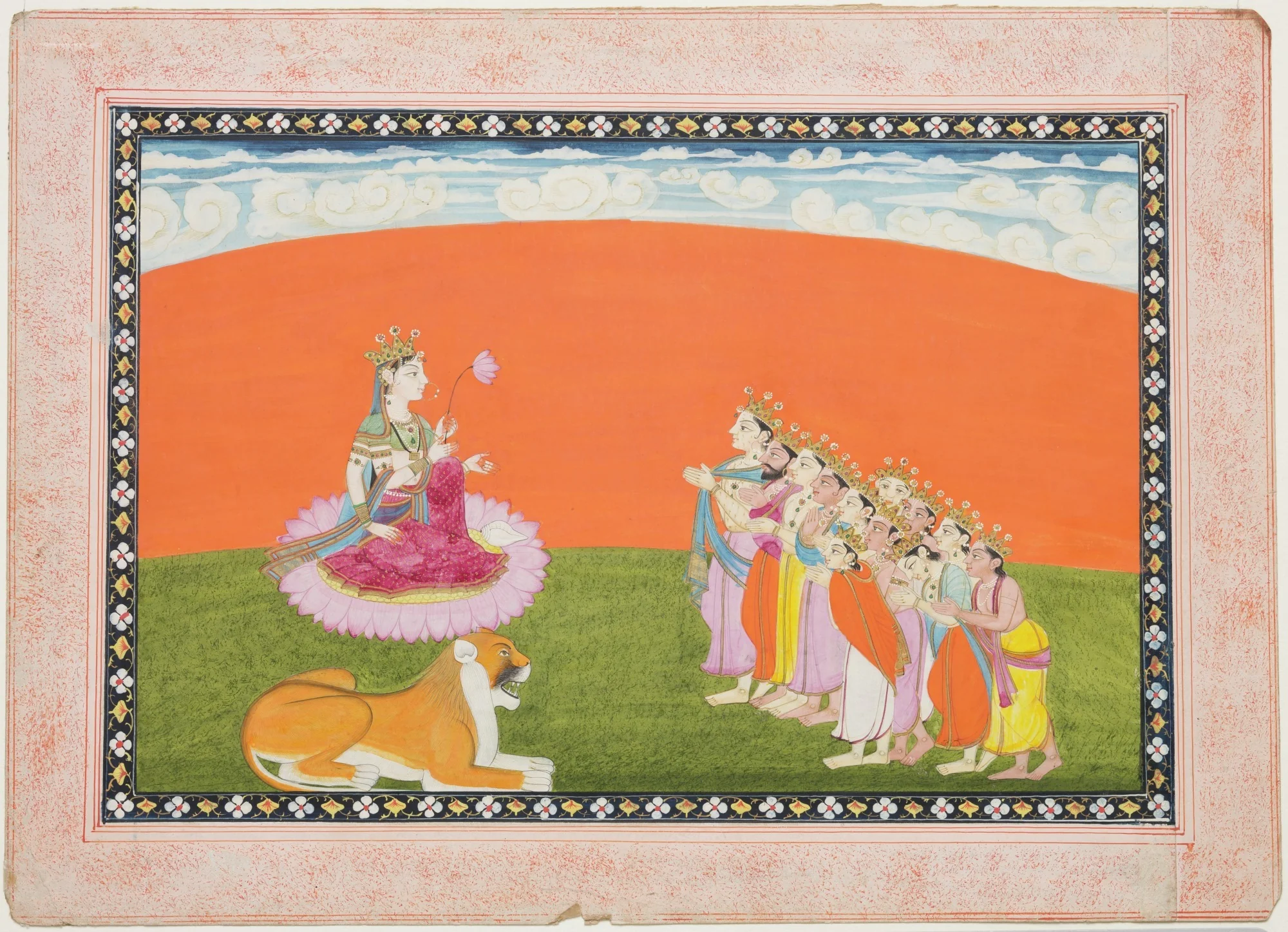 Durga Receives Thanks of Gods, detail