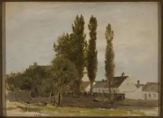 Landscape with trees and houses, by Zygmunt Sidorowicz, oil