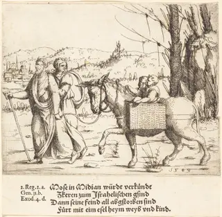 Moses Returns to Egypt from Midian, by Augustin Hirschvogel, ink, 1549