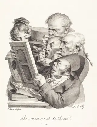 Les amateurs de tableaux (The Picture Enthusiasts), by Louis-Léopold Boilly, crayon, 1823
