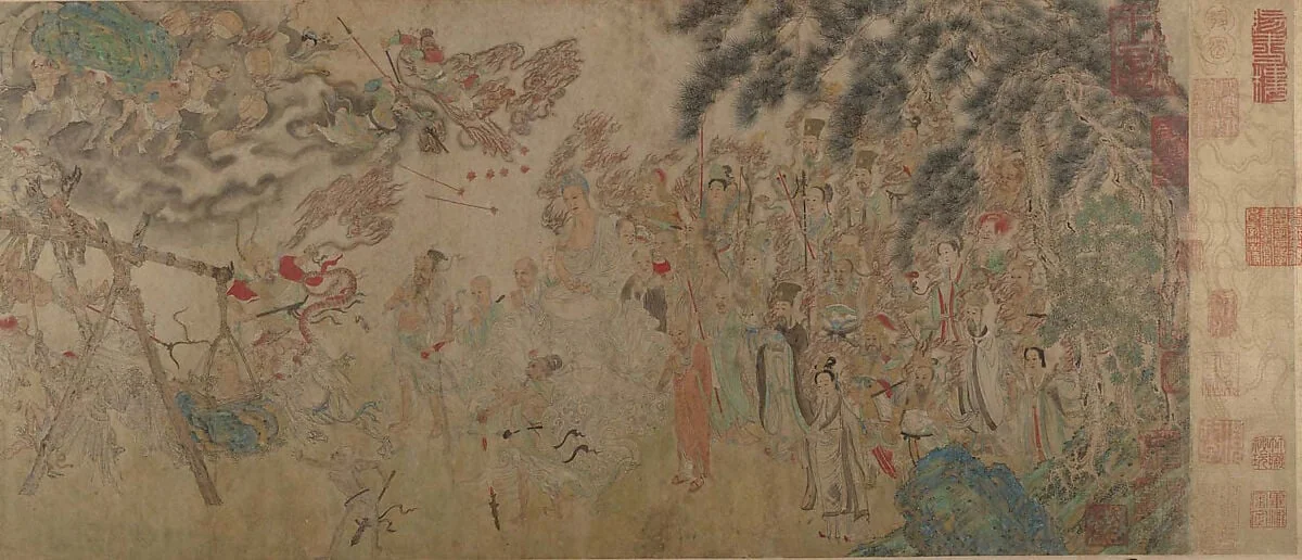 明/清 佚名 揭缽圖 卷|Raising the Alms-Bowl, detail
