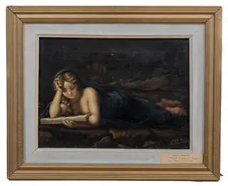 Magdalena în peșteră (copie după Correggio), by Emanoil Bardasare-Panaiteanu, 1892