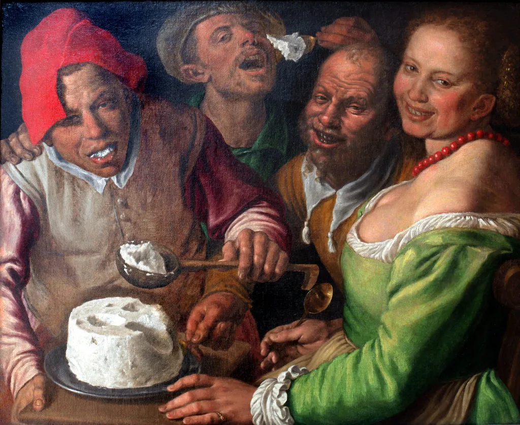The Ricotta Eaters, by Vincenzo Campi, oil, 1590