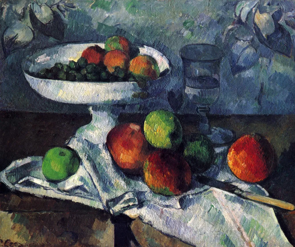 Still Life with Compotier, by Paul Cezanne, oil, 1890