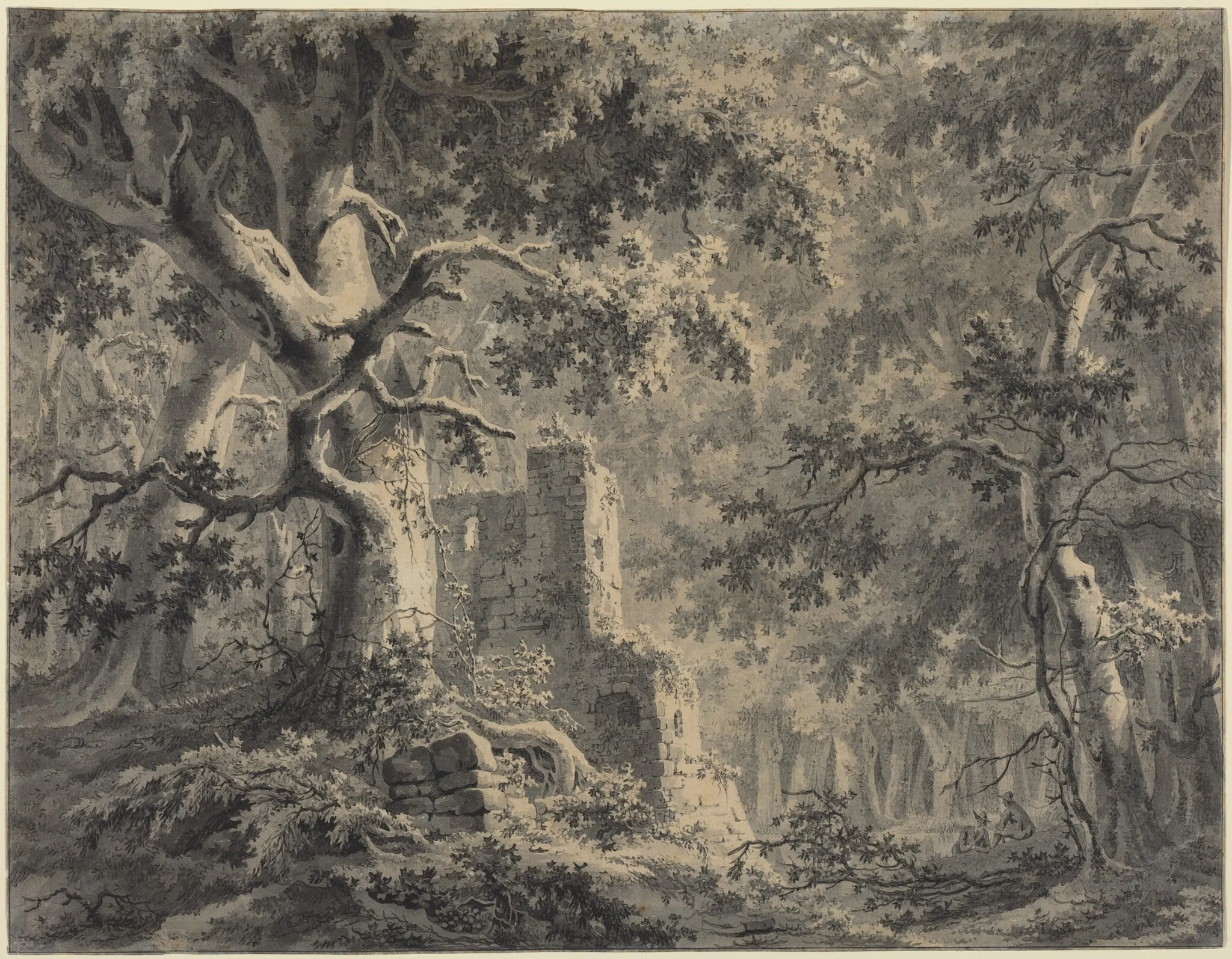 Ruins by a Woodland Stream, detail