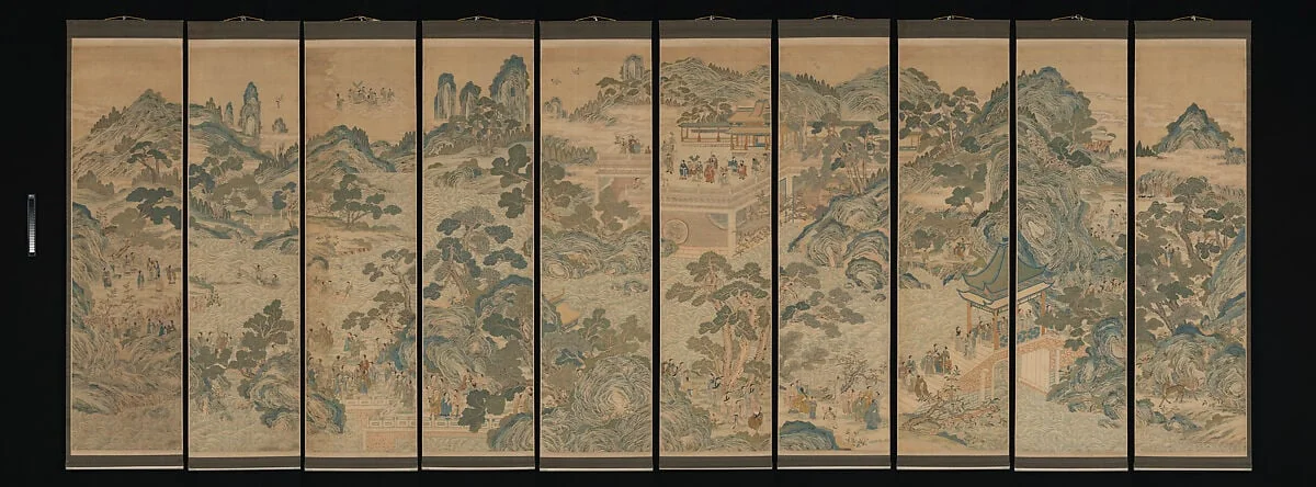 清 緙絲山水人物圖|Mythical landscape with immortals, detail